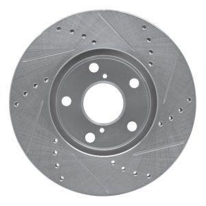 Toyota RAV4 Brake Rotor (1) - Front Left - R1 Concepts - Drilled & Slotted - Silver - `01-`05